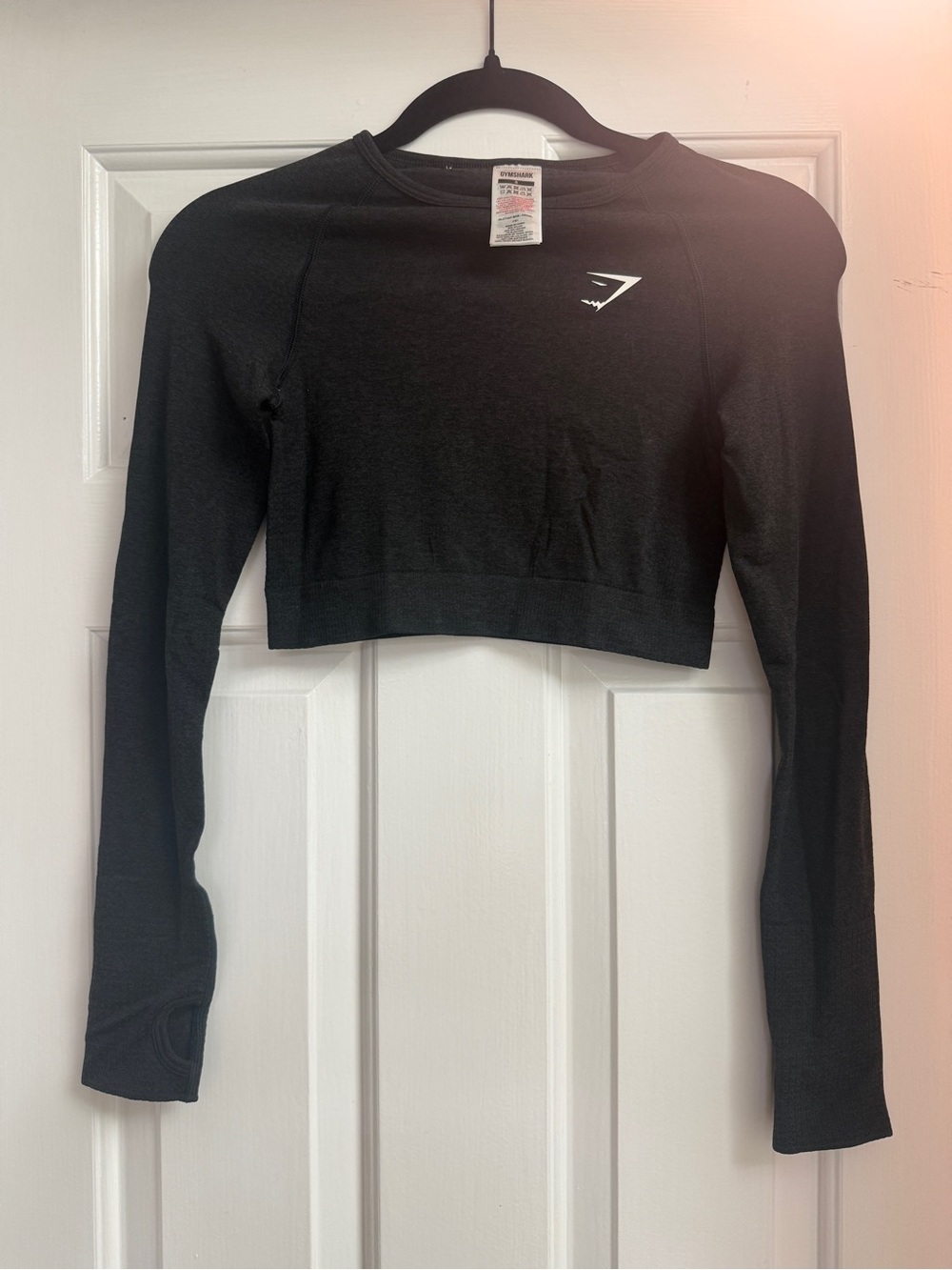 Gymshark Black Long-Sleeve Cropped Performance Top